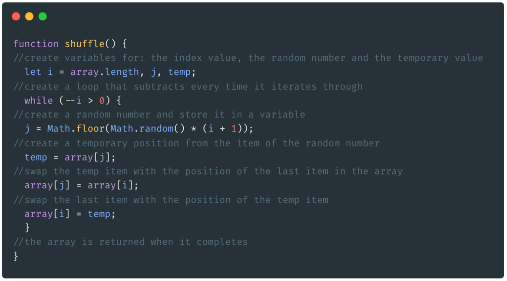 fisher-yates shuffle algorithm